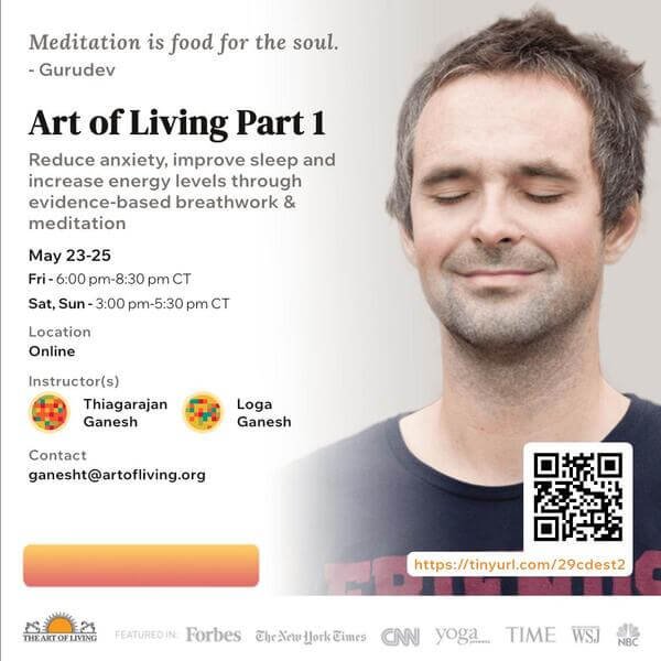 05/23-25 – Experience Peace from Within – Art of Living Part 1 Course (Online | May 23–25)