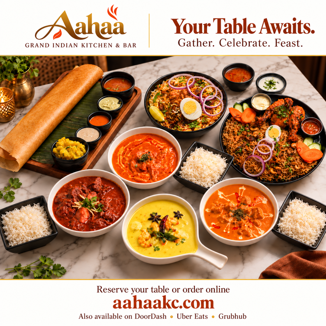 Your Table Awaits at Aahaa Grand Indian Kitchen and Bar