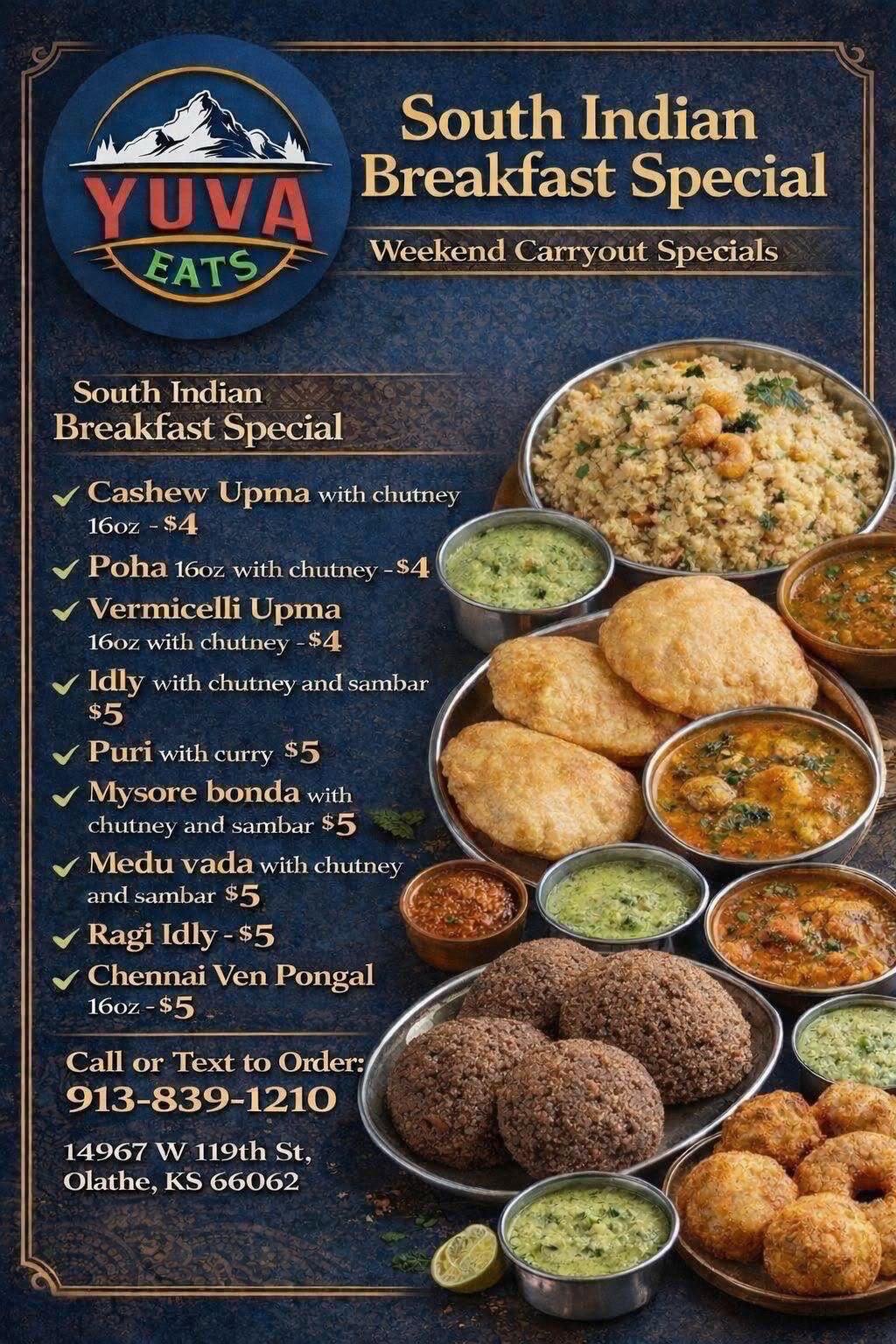 Yuva Eats – Weekend Carryout Specials weekly specials