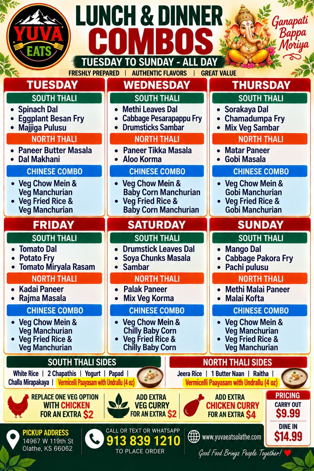 Yuva Eats weekly specials