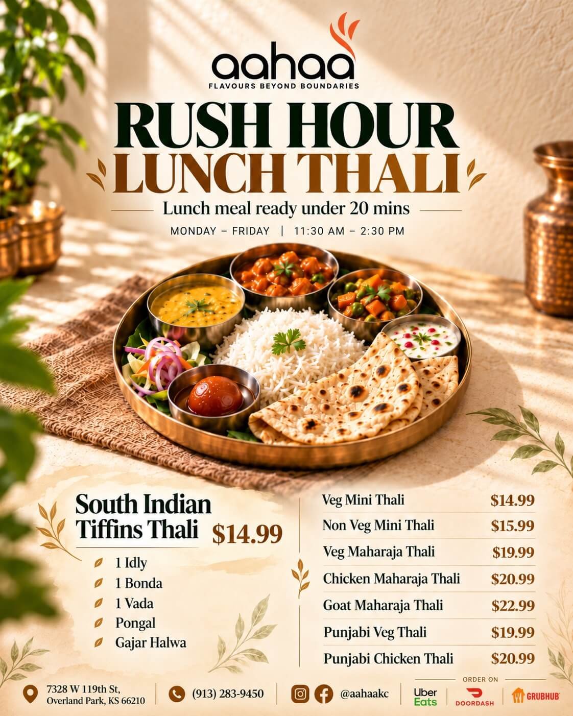 Aahaa Weekdays Rush Hour Special weekly specials
